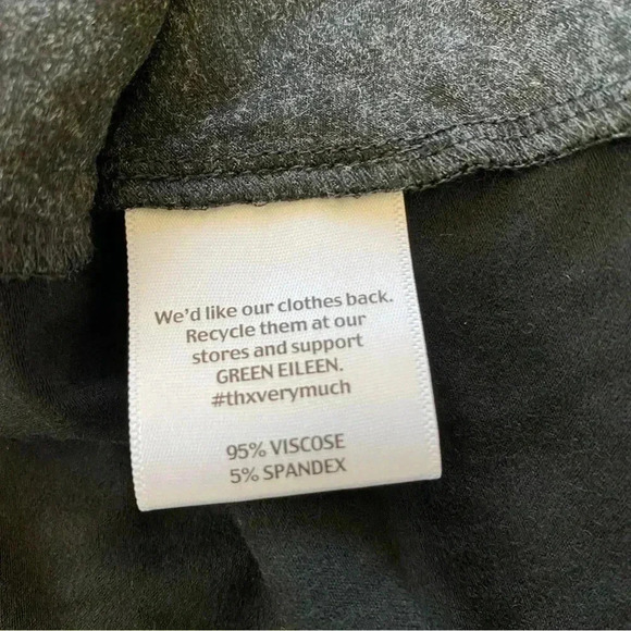 Eileen Fisher Black Grey Long Sleeve Dress Small Two Tone Stretch Minimalist - Picture 7 of 7